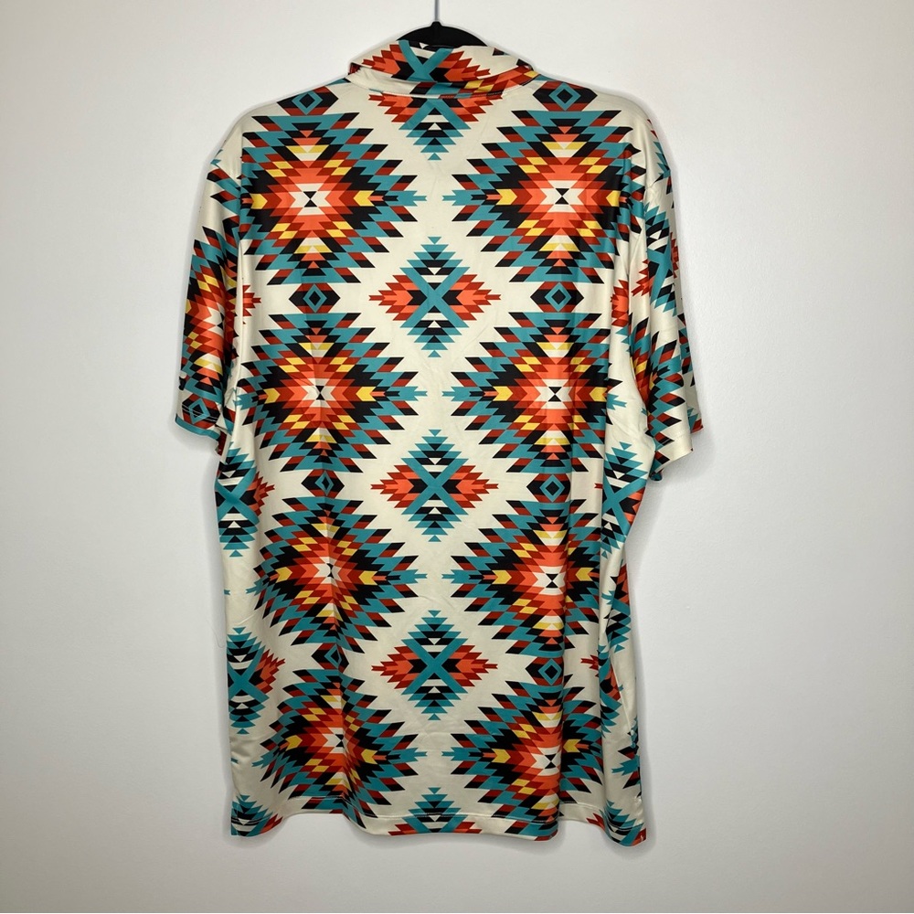 NWT BAD BIRDIE Polo Cortez Aztec Southwestern Golf Shirt XL - Picture 2 of 5